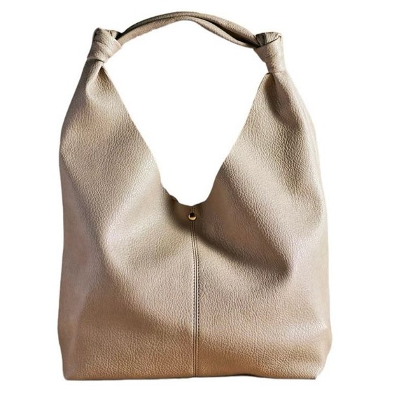 Anthropologie Handbags - ANTHROPOLOGIE The faux leather Love Knot Slouchy Bag in Taupe